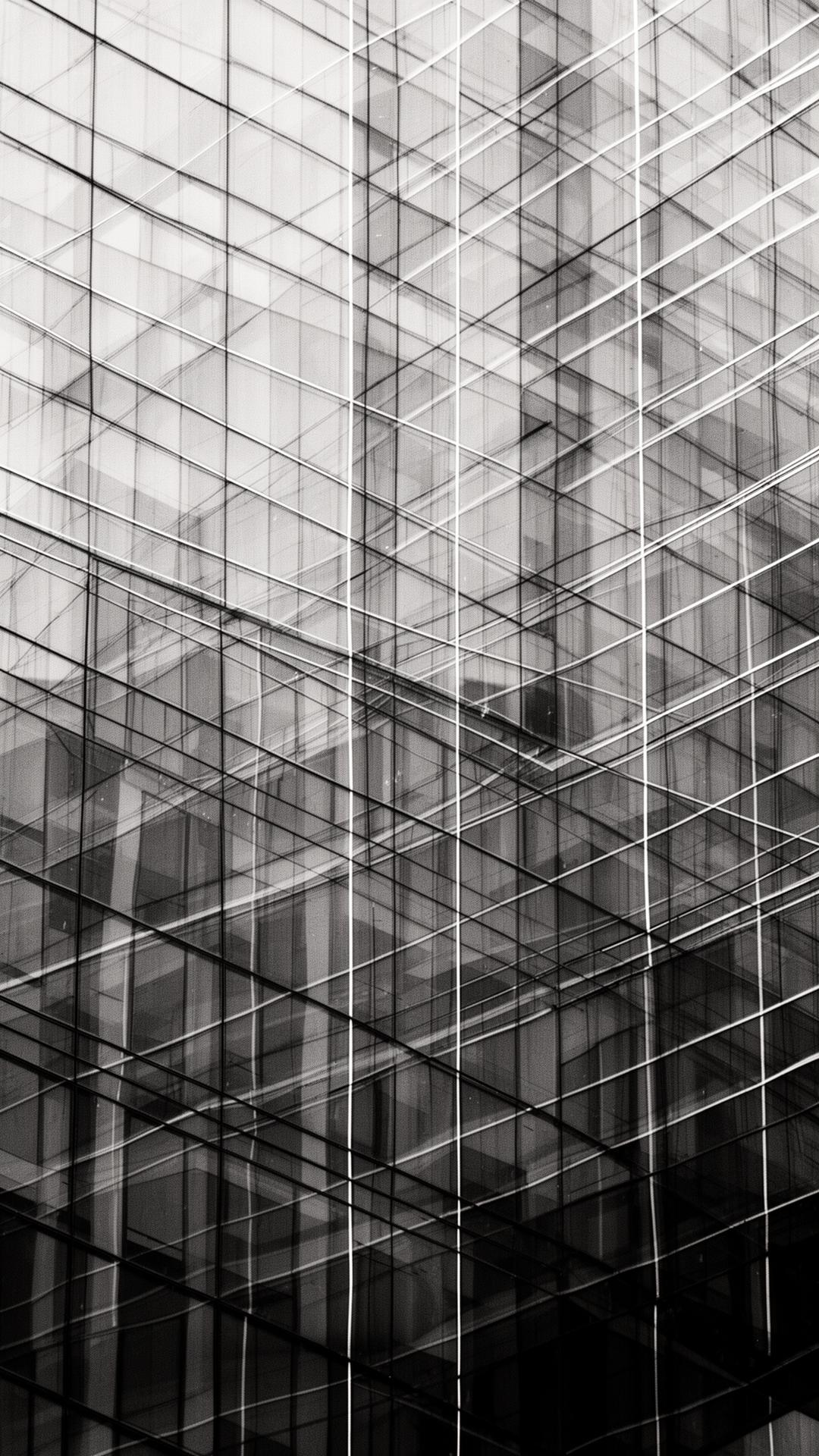 Abstract glass and steel grid